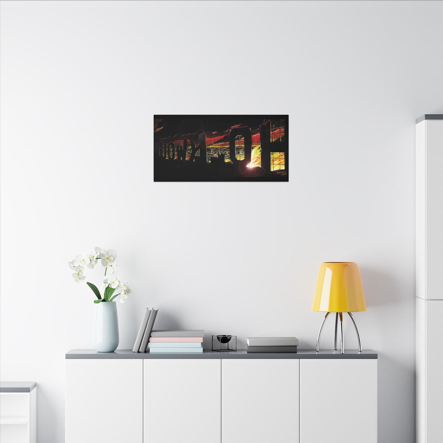 ESCAPE FROM LA Hollywood Sigh Fireball Concept Art Canvas Print