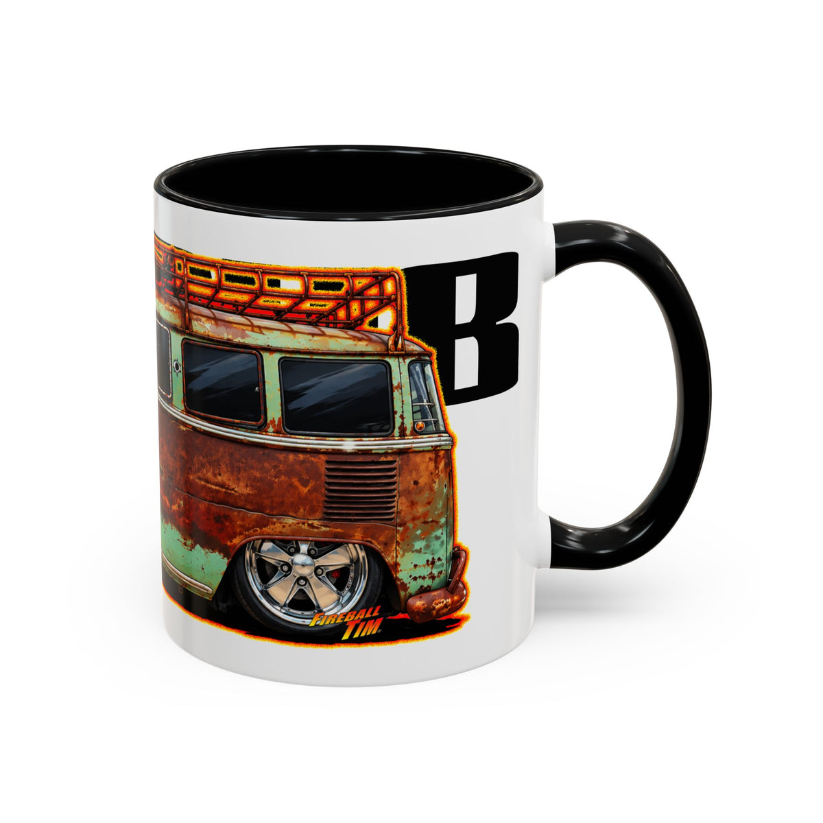 KUSTOM VW VOLKSWAGEN BUS Collectible Fireball Art Coffee Mug - 2 Sizes
