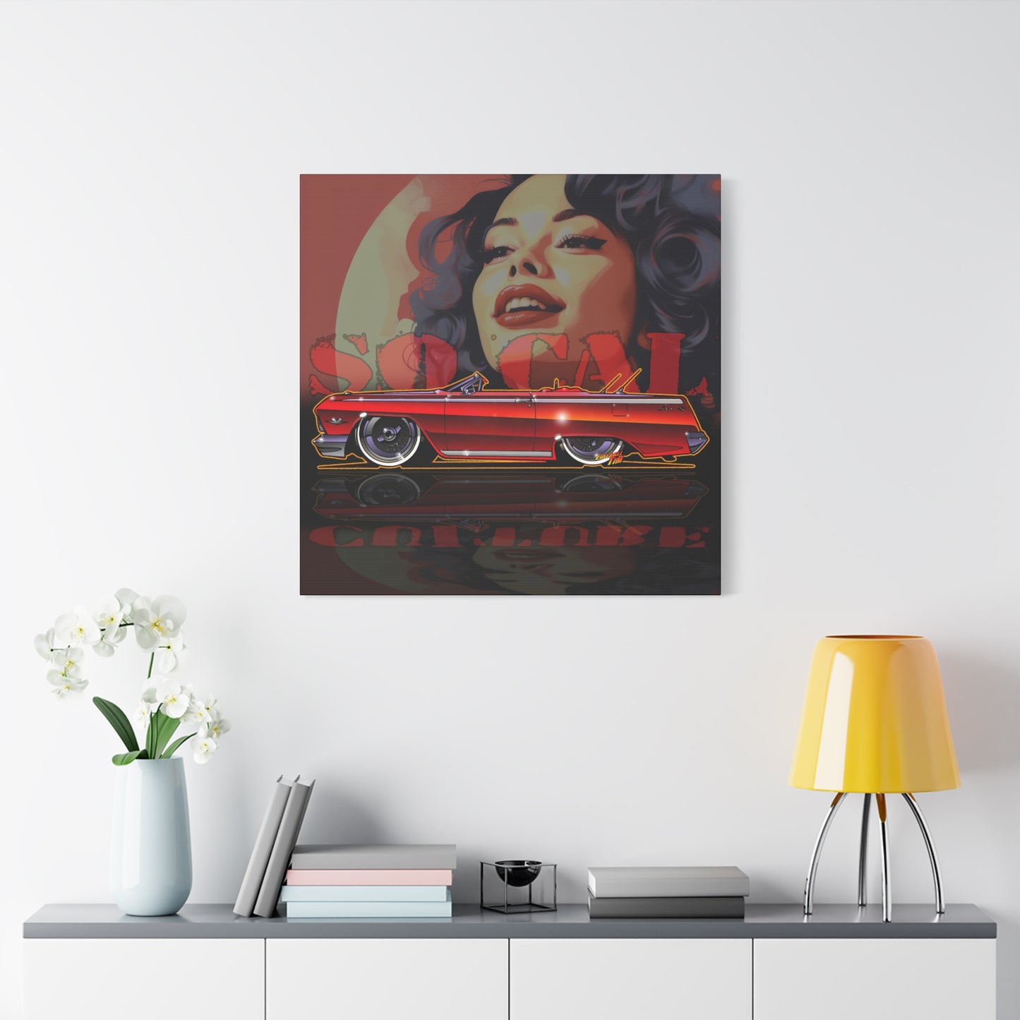 CHEVY IMPALA LOWRIDER Collectible Fireball Art Canvas Print