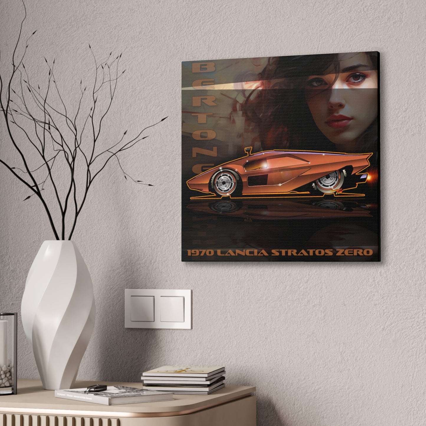 BERTONE 1970 Lancia Stratos Zero Canvas Art Wall Print - 2 Sizes