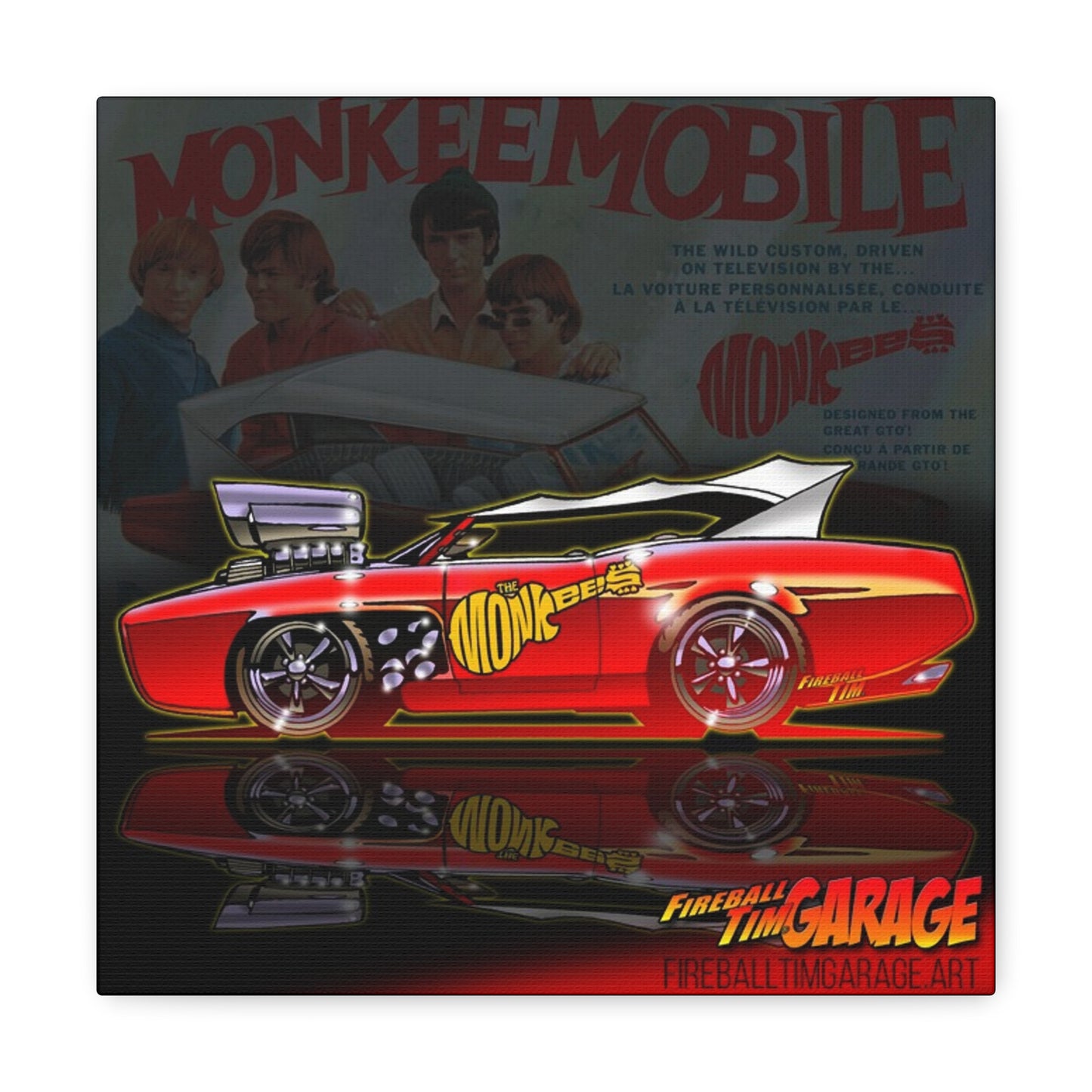 THE MONKEES TV Show Garage Canvas Gallery Art Print 12x12