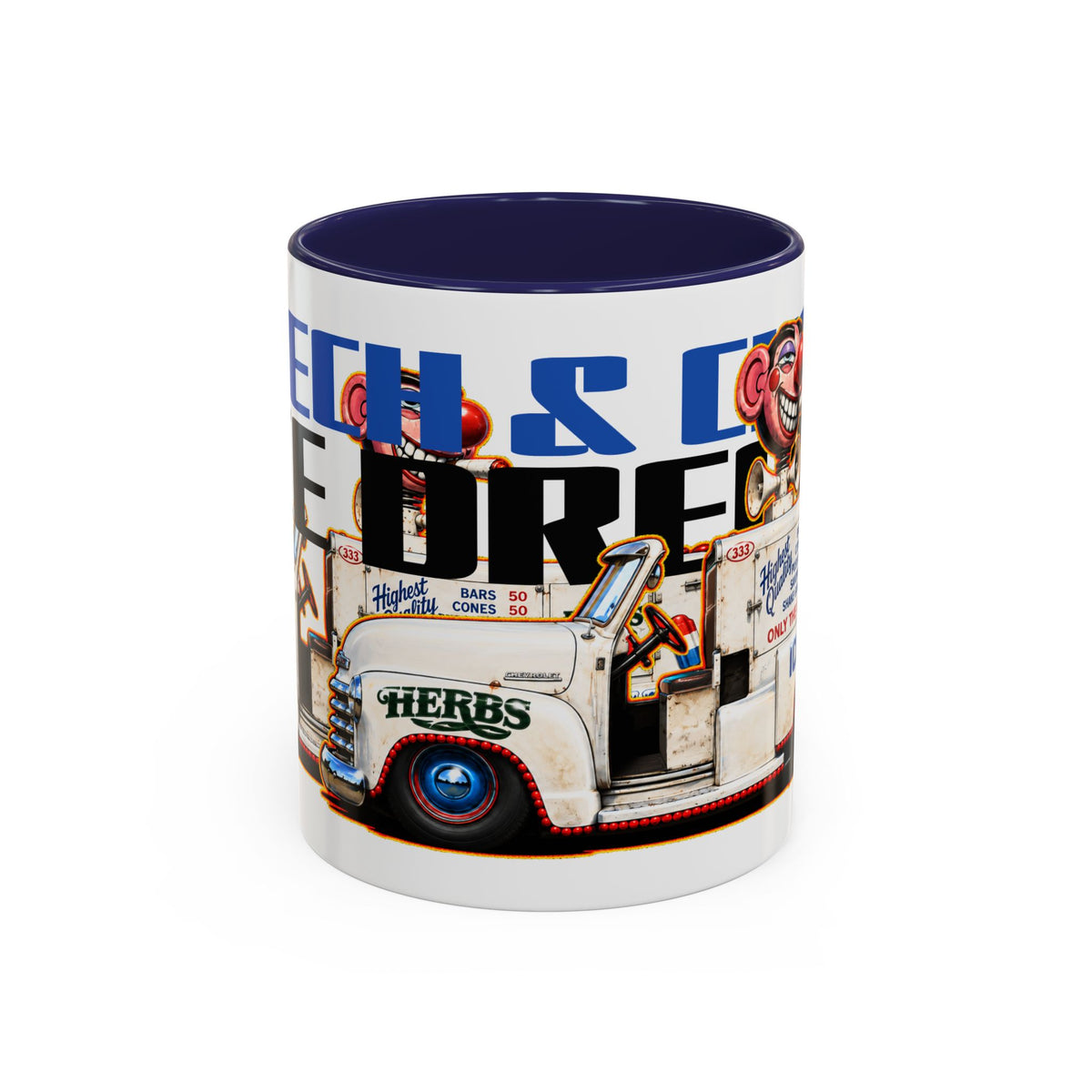 CHEECH & CHONG Nice Dreams Ice Cream Truck Collectible Fireball Art Coffee Mug - 2 Sizes