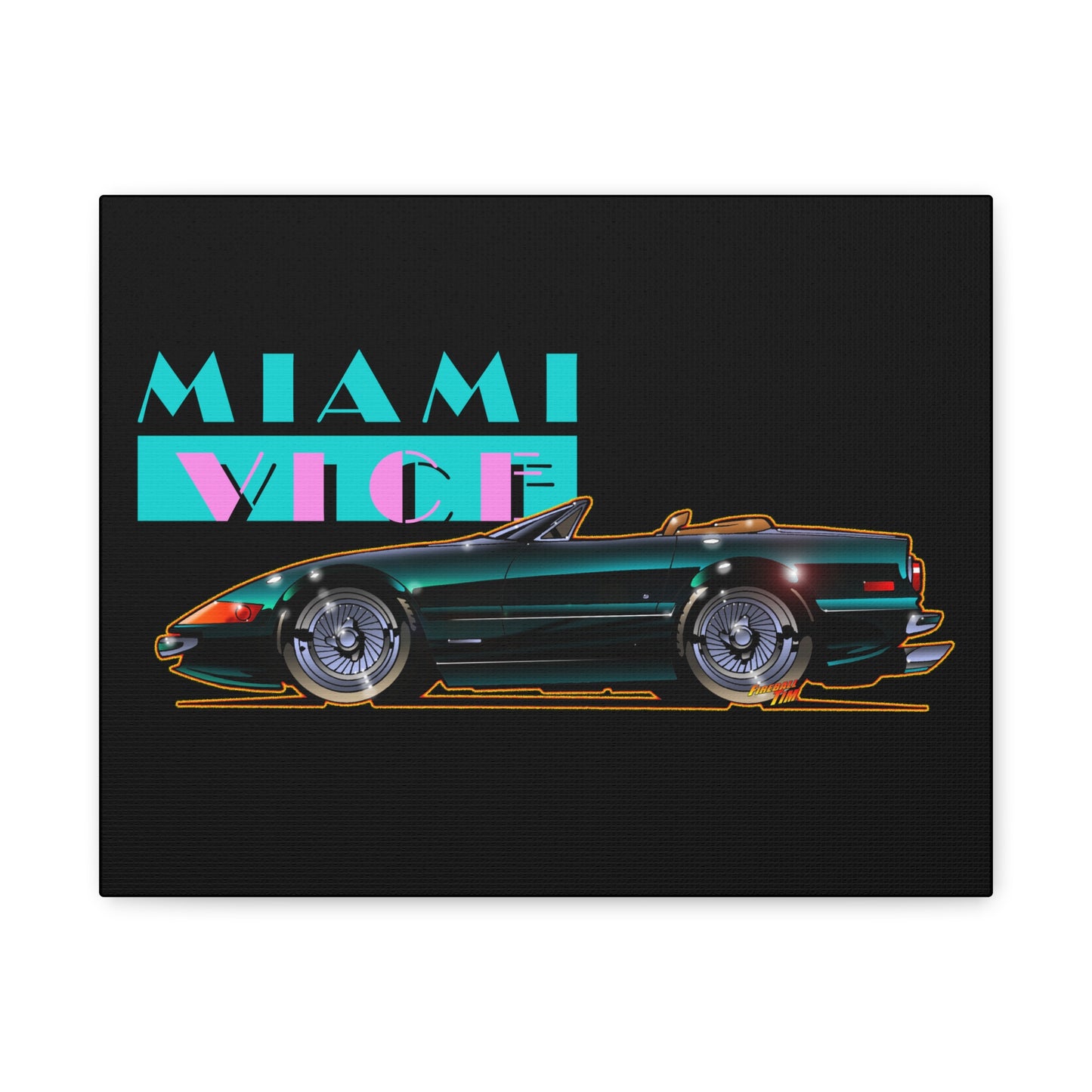 MIAMI VICE FERRARI DAYTONA Fireball Canvas Art Wall Print - 11x14