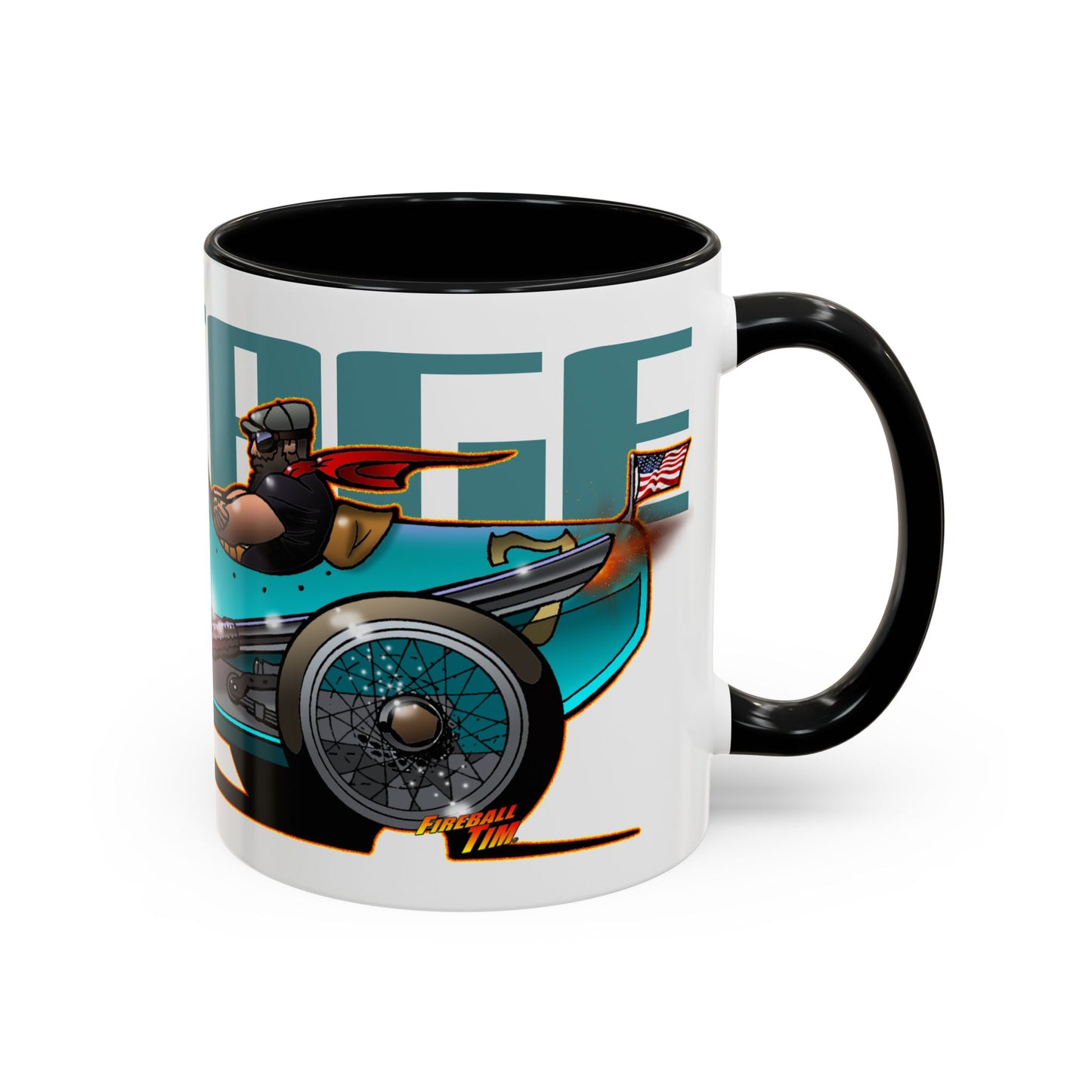 CUSTOM VINTAGE RACE CAR Fireball Art Coffee Mug - 2 Sizes