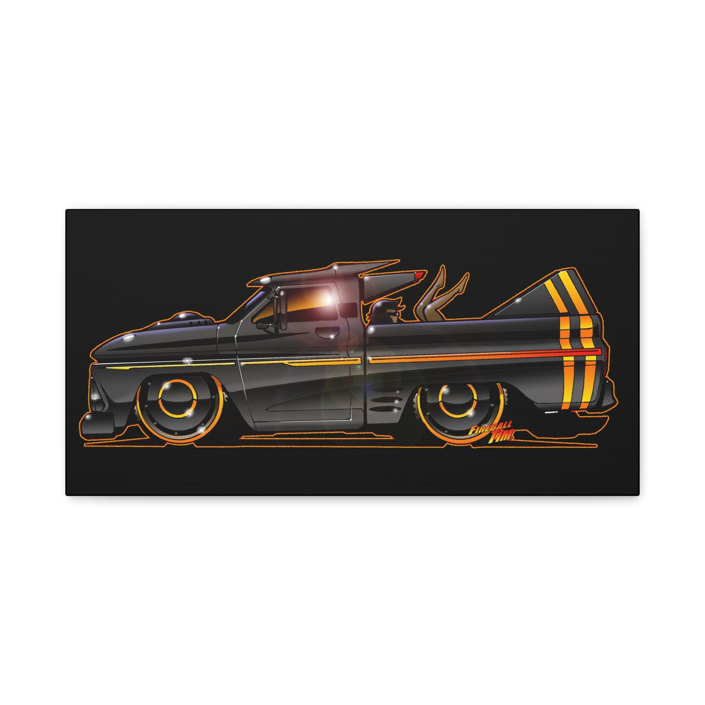 CHEVROLET C10 1960 Stinger Pickup Truck Fireball Art Canvas Print