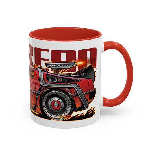 BACK TO THE FUTURE DELOREAN Red Steel Time Machine Collectible Coffee Art Mug 2 Sizes