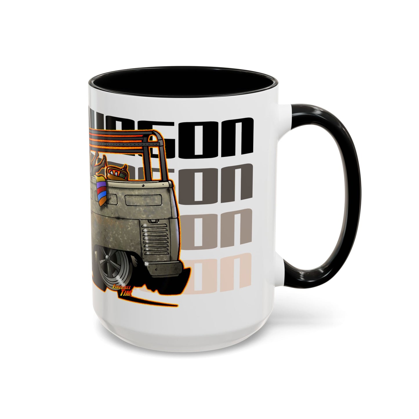CUSTOM ED FOX VW BUS NOOKIE WAGON Collectible Fireball Art Coffee Mug - 2 Sizes