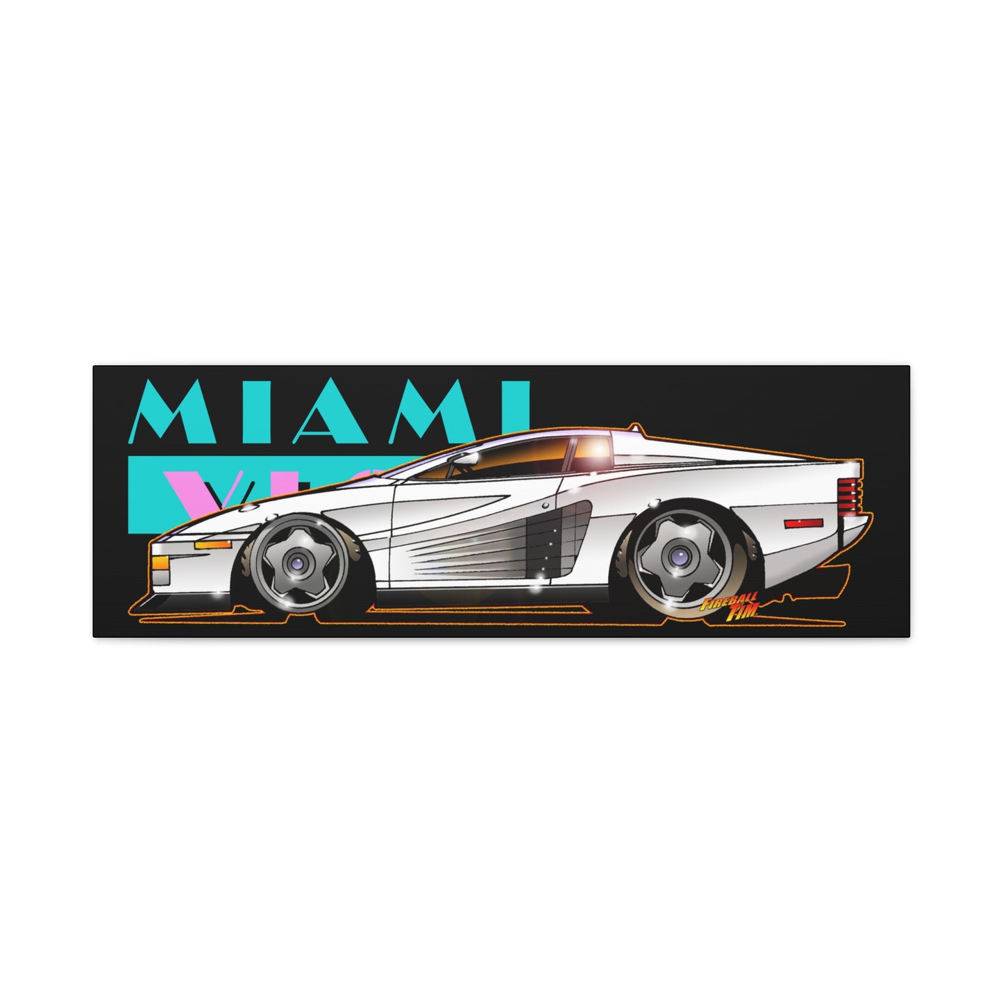 MIAMI VICE FERRARI TESTAROSSA Fireball Canvas Art Wall Print
