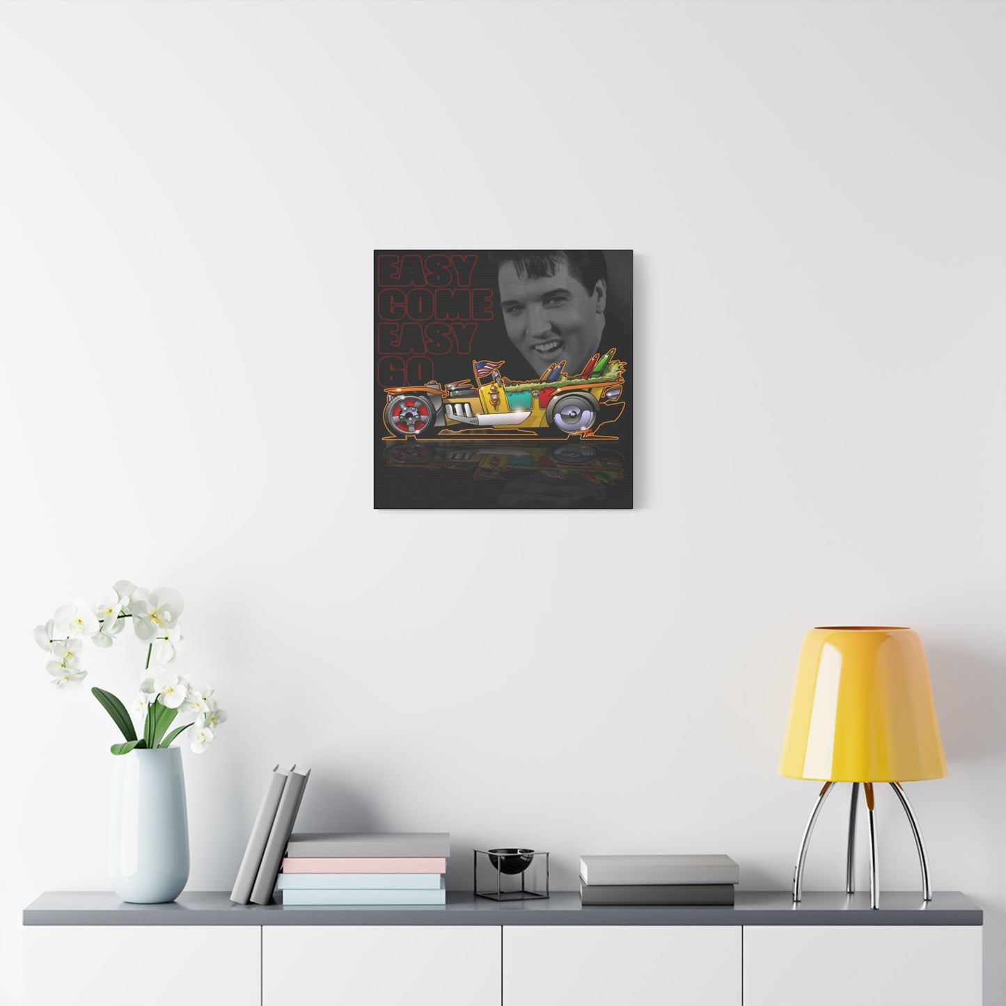 MONGREL T HOT ROD Elvis Easy Come Easy Go Fireball Canvas Art Wall Print