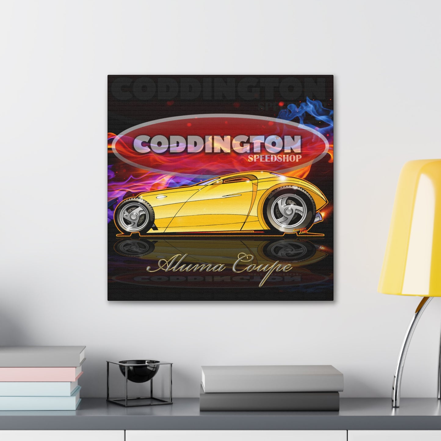 CODDINGTON SPEEDSHOP ALUMA COUPE Vintage Custom Hot Rod Canvas Art Print - Sizes