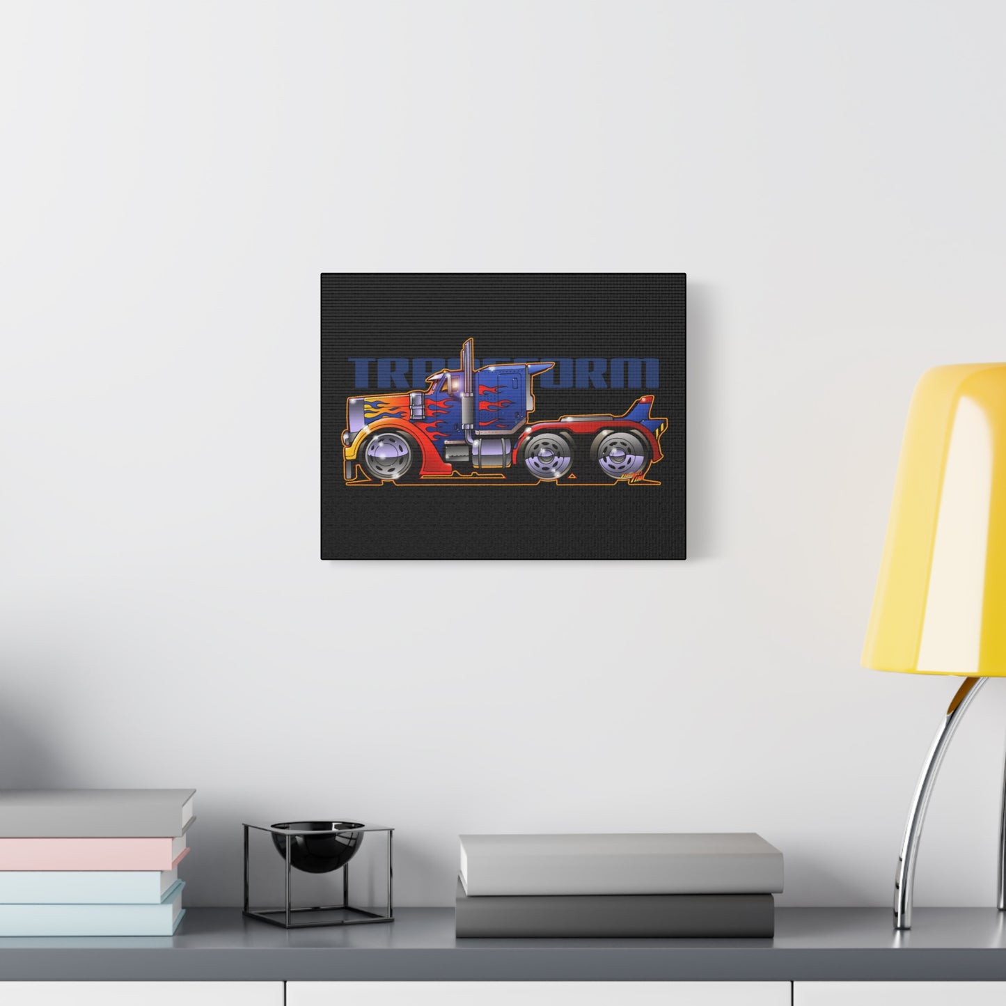 TRANSFORMERS OPTIMUS PRIME Semi Truck Fireball Art Canvas Art Wall Print - 11x14
