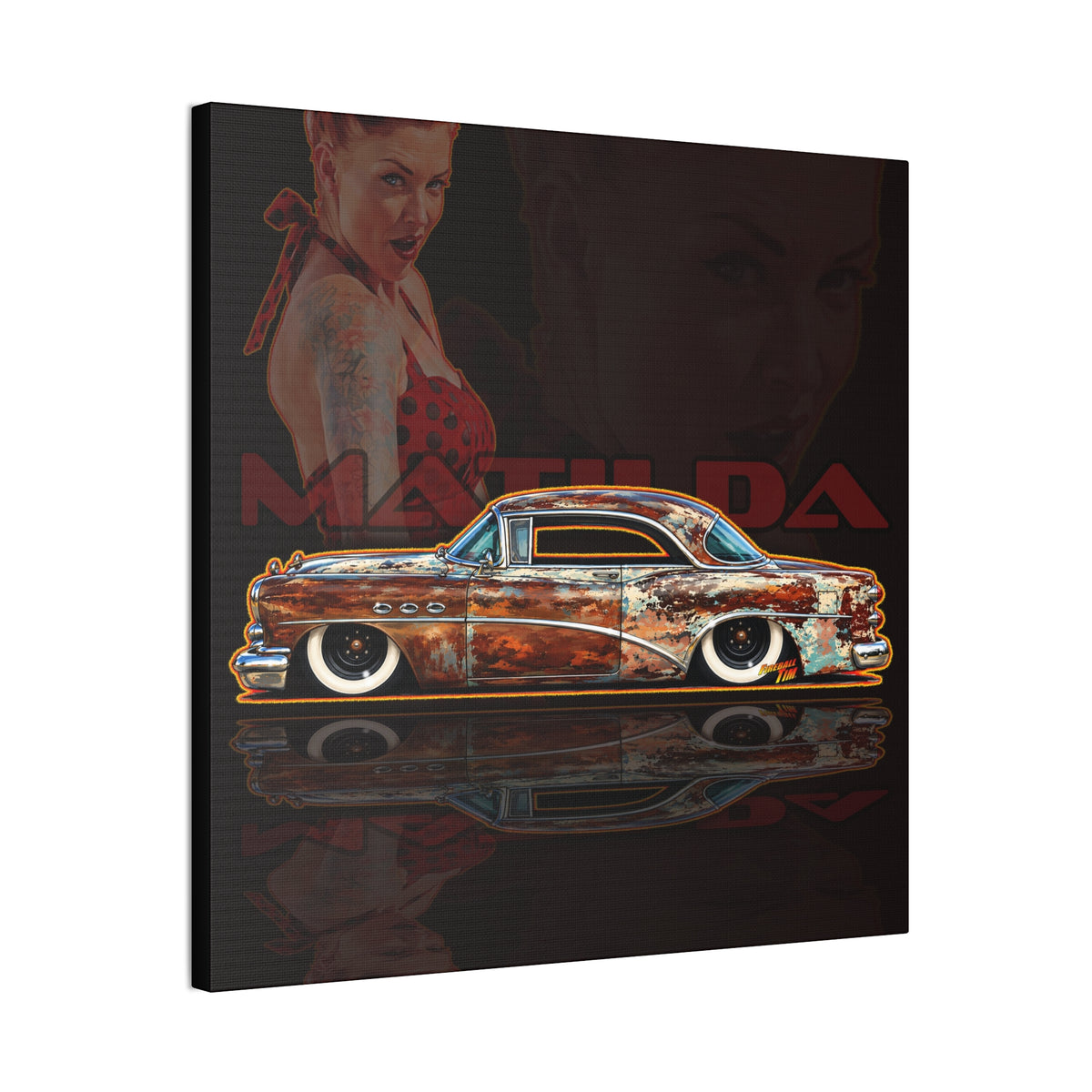 BUICK 1954 KUSTOM SPECIAL Collectible Fireball Art Canvas Stretched Print