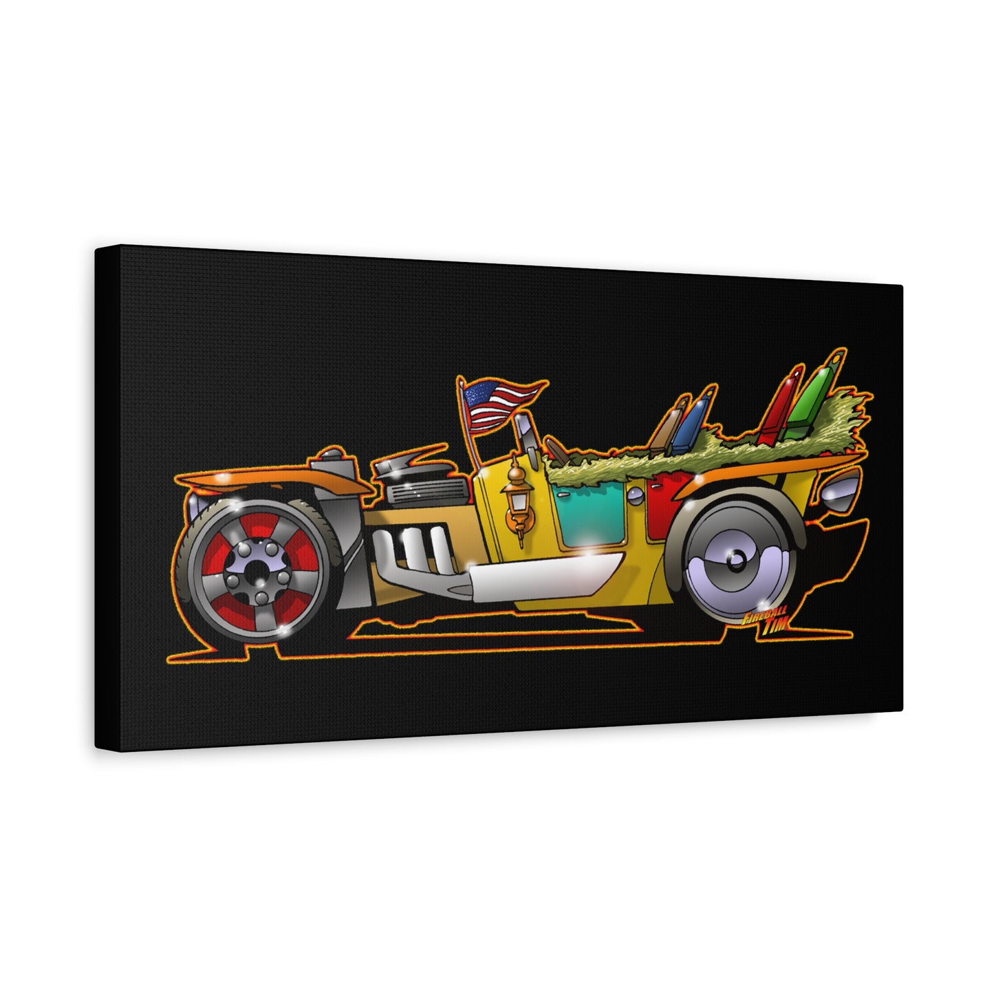 MONGREL T HOT ROD Elvis Easy Come Easy Go Fireball Canvas Art Wall Print