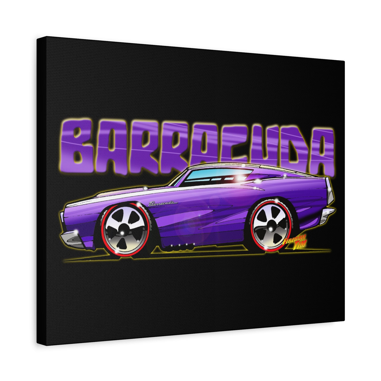 PLYMOUTH BARRACUDA Fireball Art Canvas Wall Print