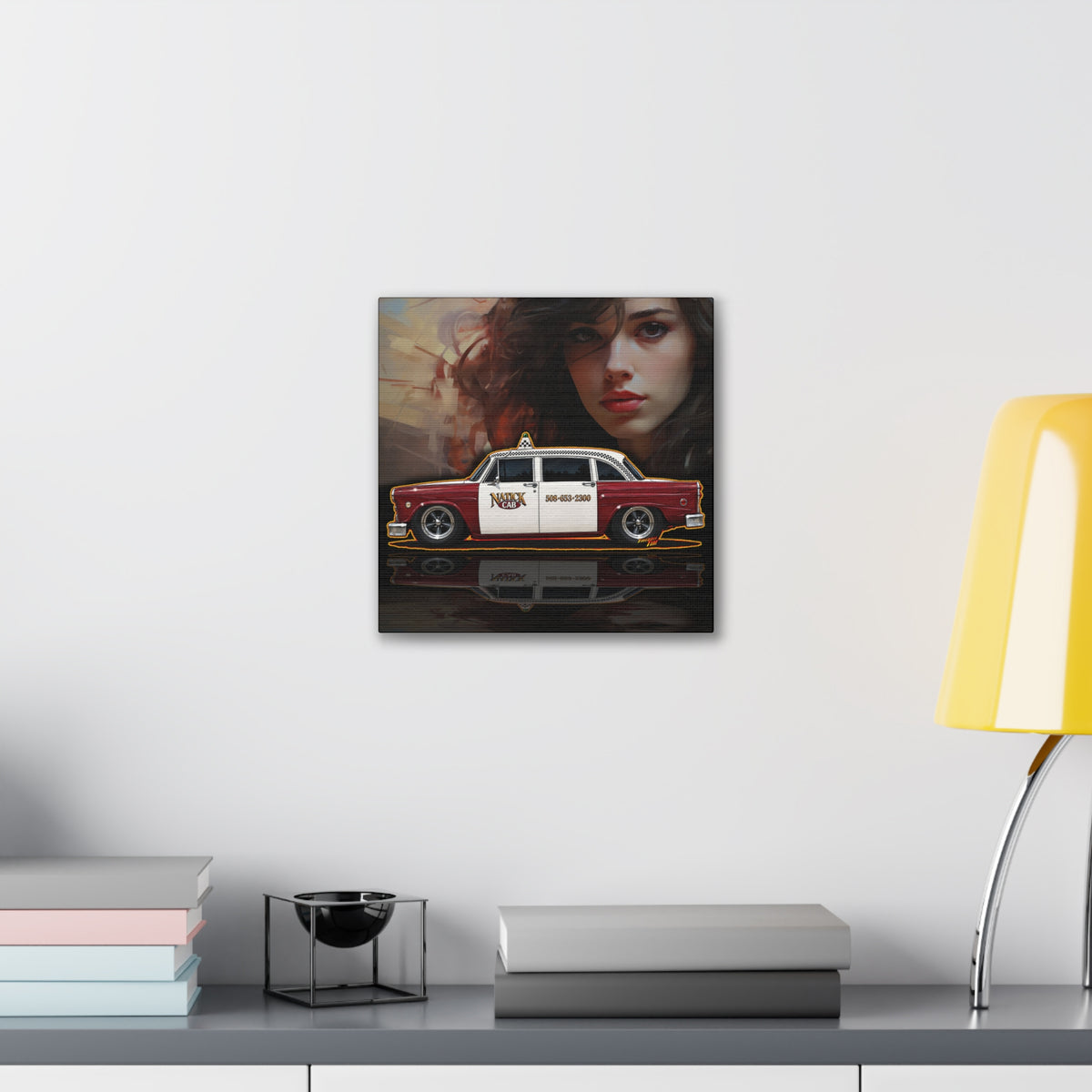 NATICK CHECKER CAB Collectible Fireball Art Canvas Stretched Print
