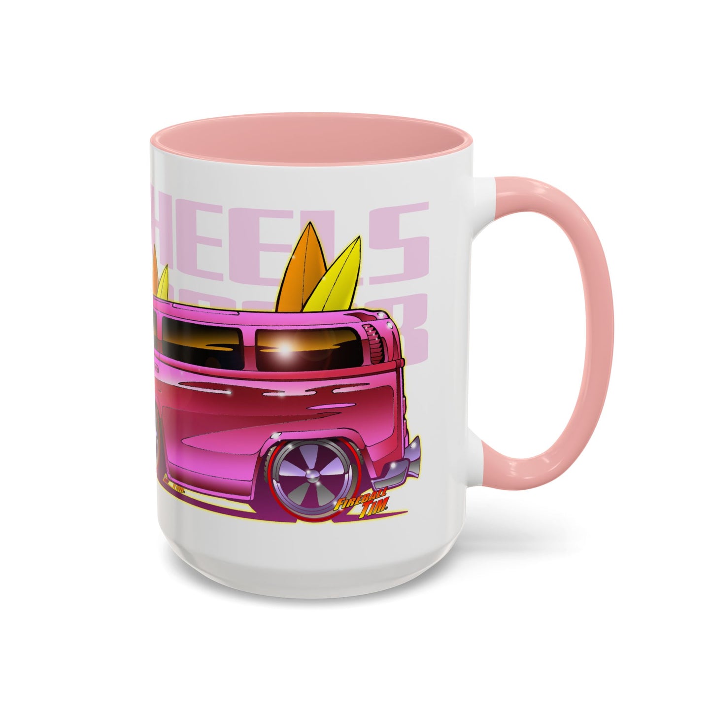 HOT WHEELS PINK BEACH BOMB VW Bus Collectible Fireball Art Coffee Mug - 2 Sizes