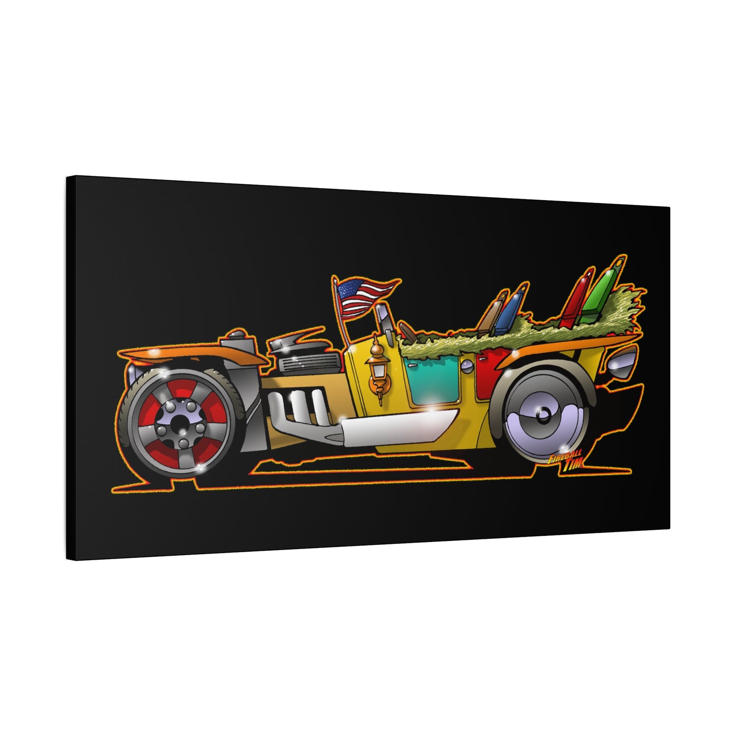 MONGREL T HOT ROD Elvis Easy Come Easy Go Fireball Canvas Art Wall Print