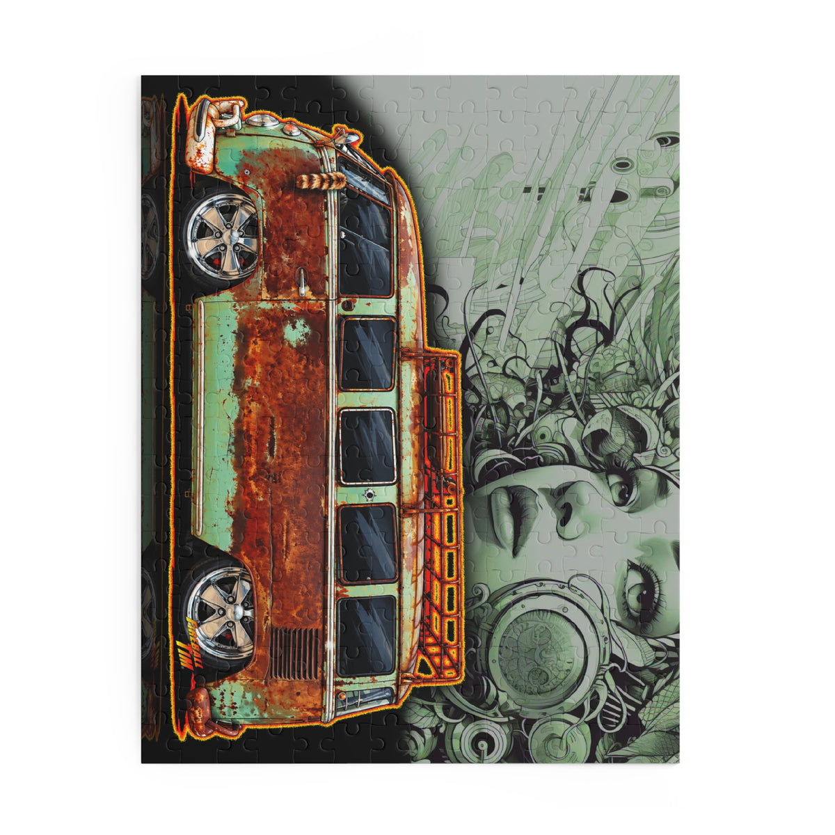 KUSTOM VW VOLKSWAGEN BUS Collectible Fireball Art Jigsaw Puzzle — (120/252/500‑Piece)