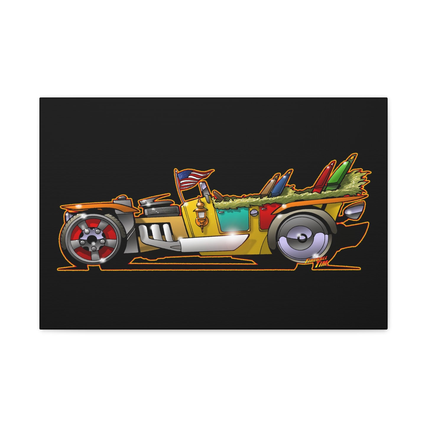 MONGREL T HOT ROD Elvis Easy Come Easy Go Fireball Canvas Art Wall Print