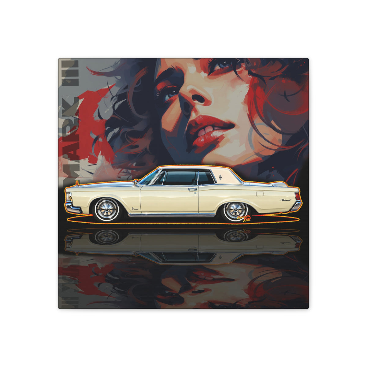 LINCOLN MARK III 1970 Collectible Fireball Art Canvas Stretched Print