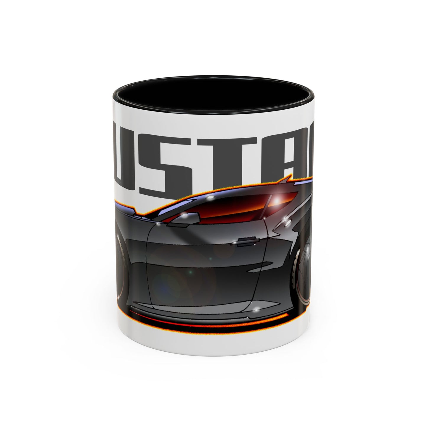 FORD MUSTANG 2025 Gun Metal Silver Fireball Art Coffee Mug