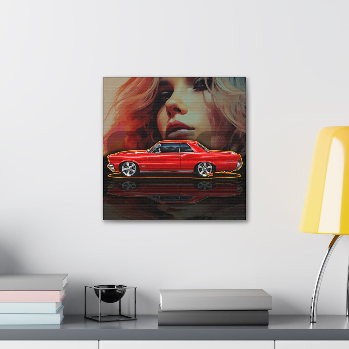 PONTIAC GTO 1965 Collectible Fireball Art Canvas Stretched Print