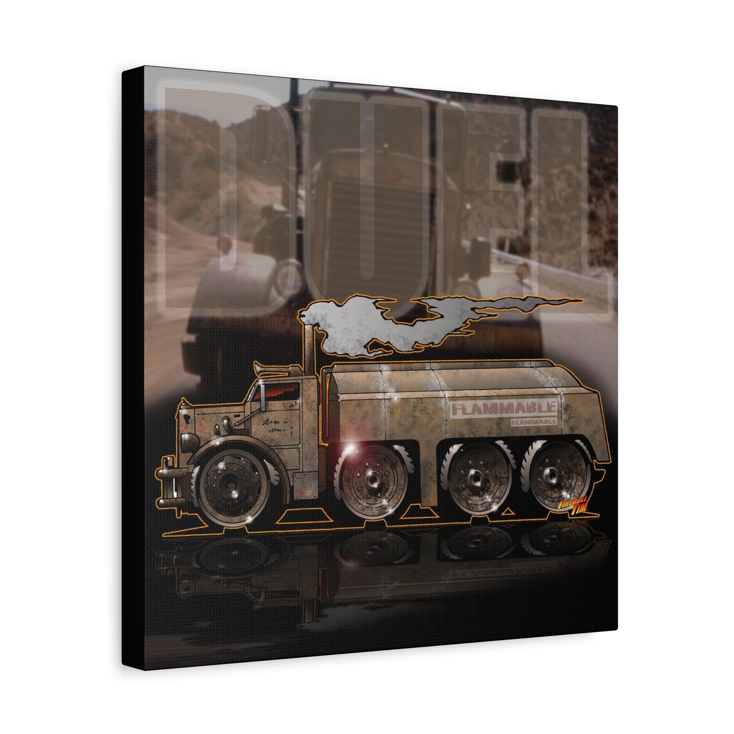 DUEL Killer Movie Truck Fireball Art Canvas Print - Sizes