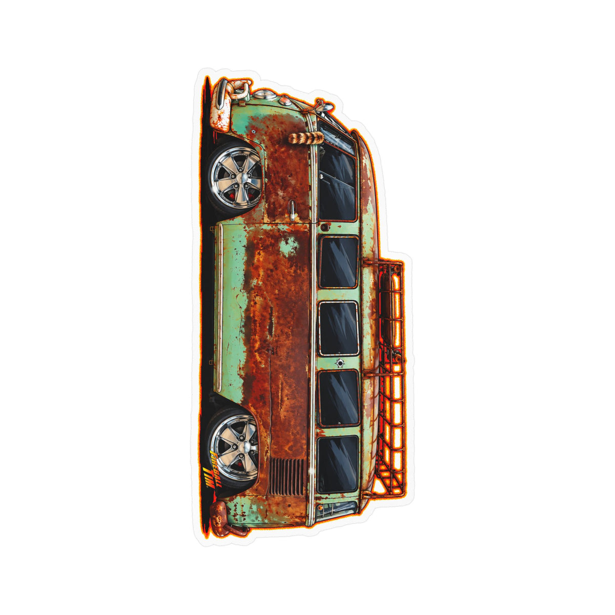 KUSTOM VW VOLKSWAGEN BUS Collectible Fireball Art Stickers in 4 Sizes
