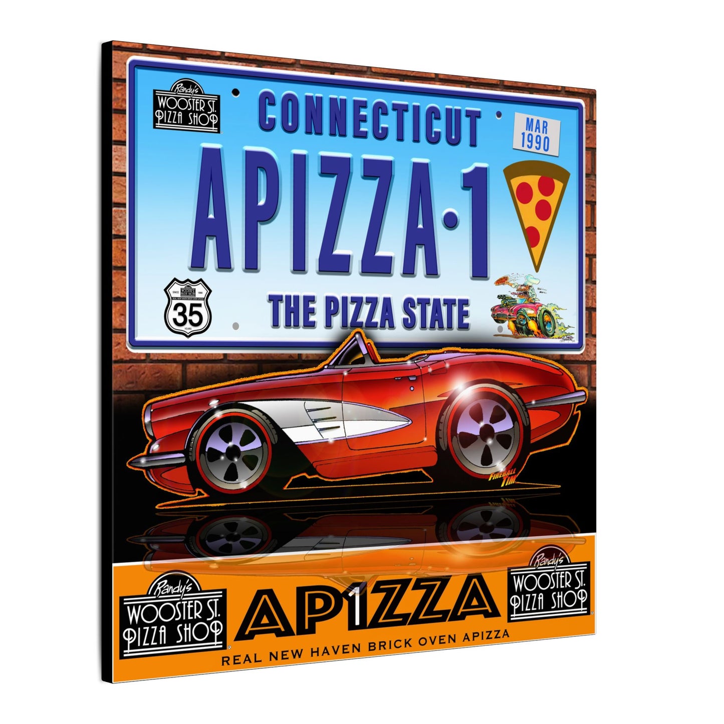 CORVETTE 1958 APIZZA 1 Fireball Art Canvas Print