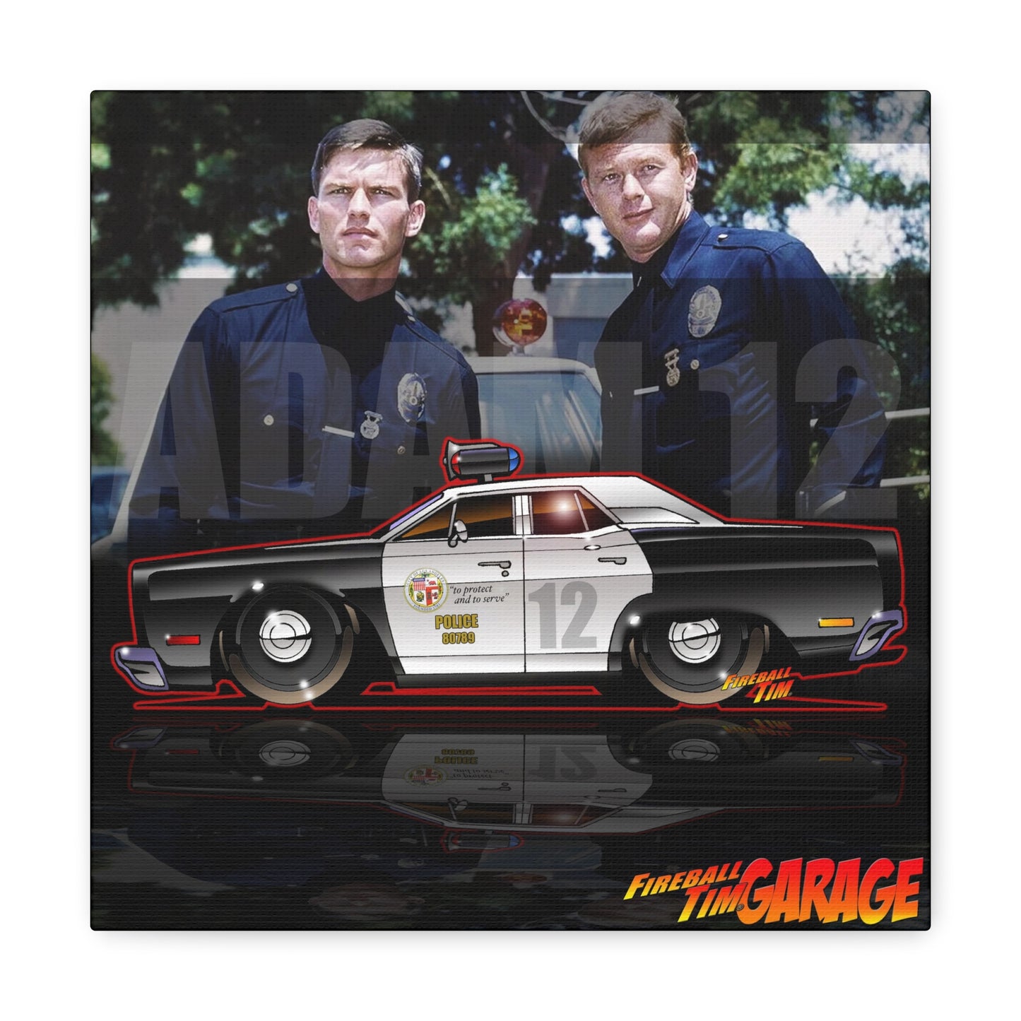 ADAM 12 1967 PLYMOUTH BELVEDERE Police Cruiser Concept Art Canvas MASTERPRINT 3 Sizes