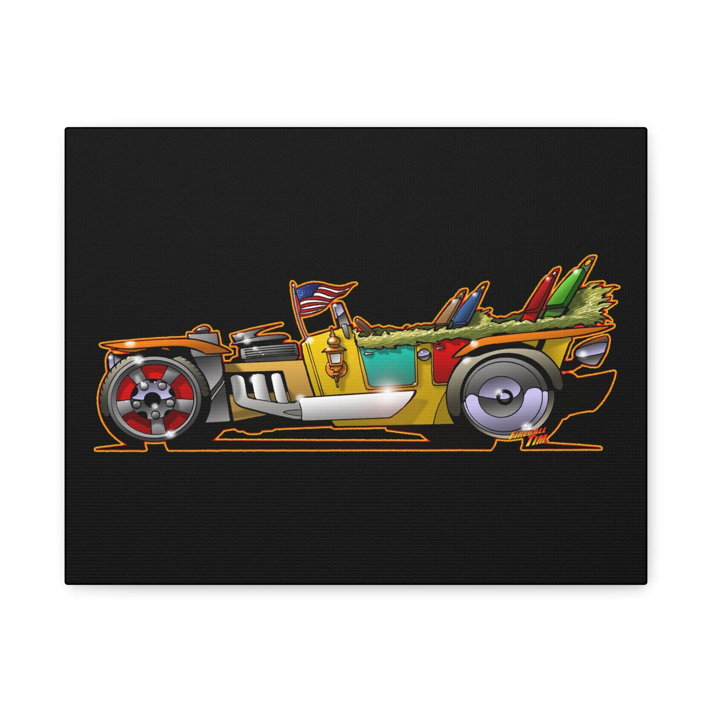 MONGREL T HOT ROD Elvis Easy Come Easy Go Fireball Canvas Art Wall Print