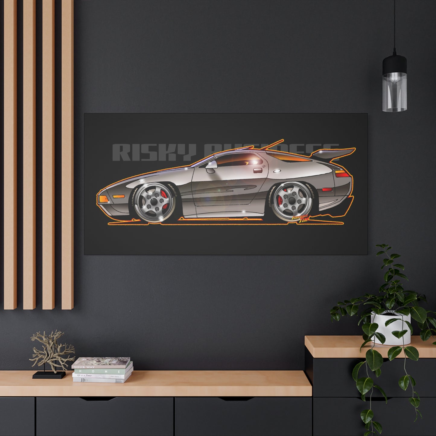 RISKY BUSINESS Porsche 928 Fireball Art Canvas Print - Sizes