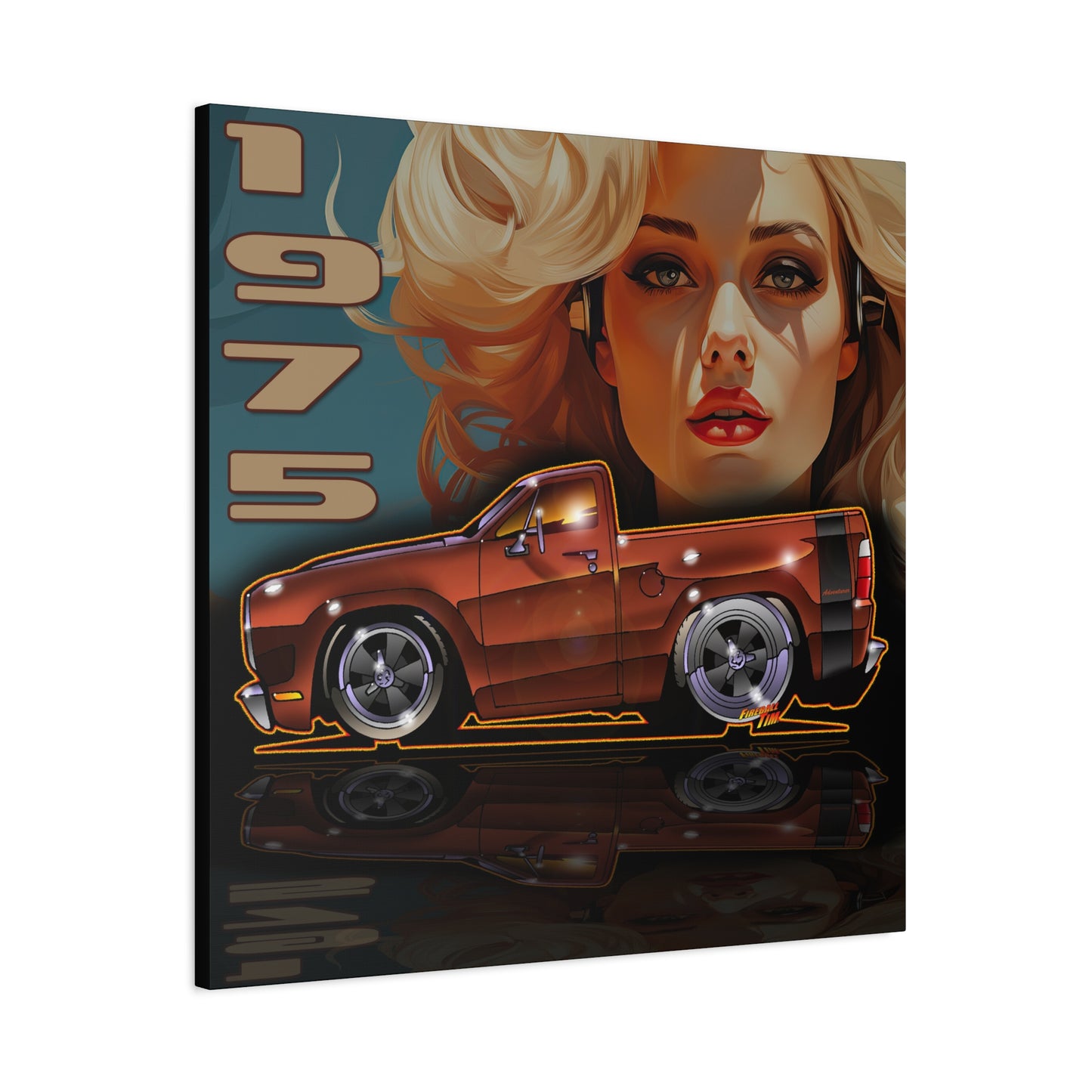 DODGE ADVENTURER SRT Pickup Truck 1975 Fireball Art Canvas Print