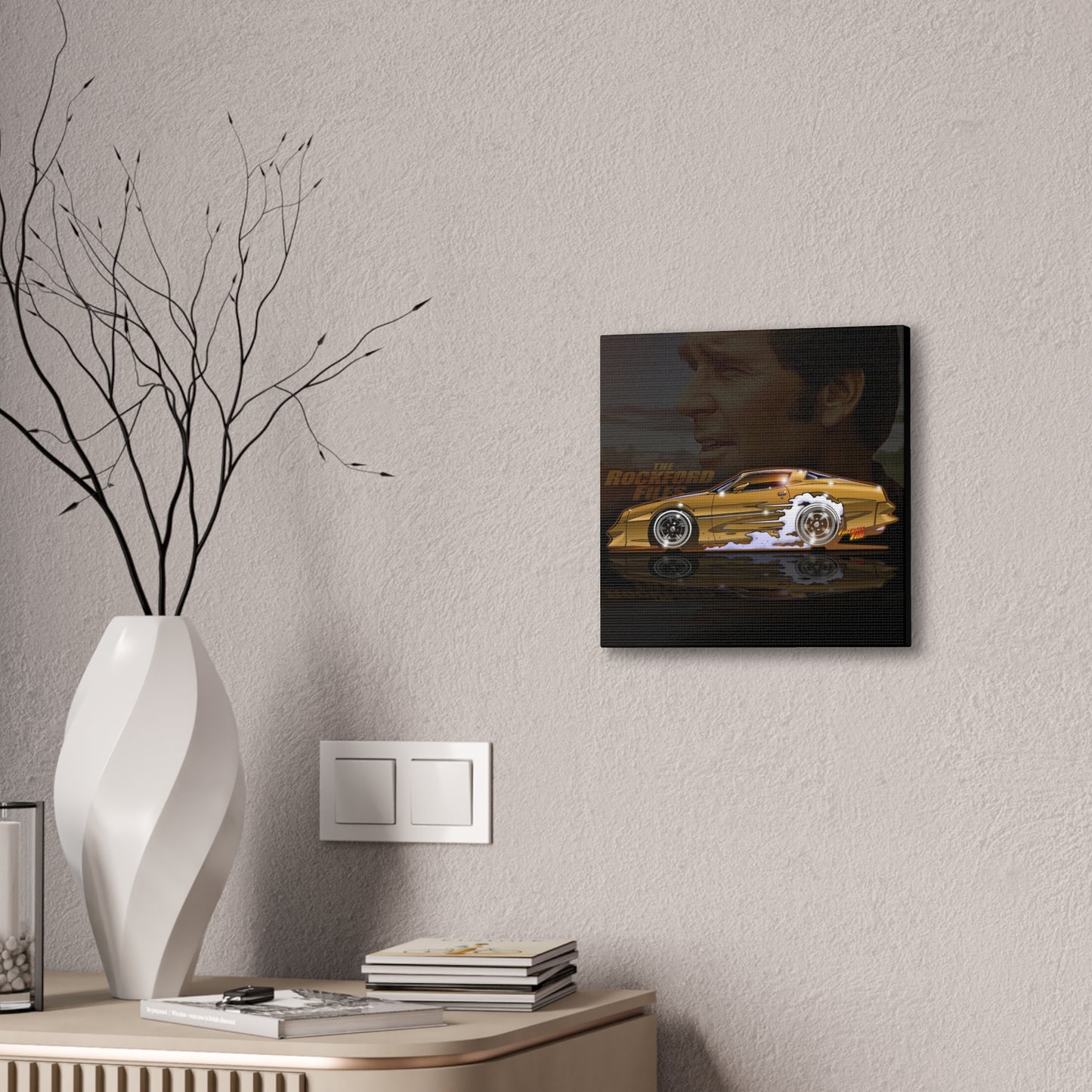 ROCKFORD FILES Pontiac Firebird Fireball Art Canvas Wall Print - 3 Sizes