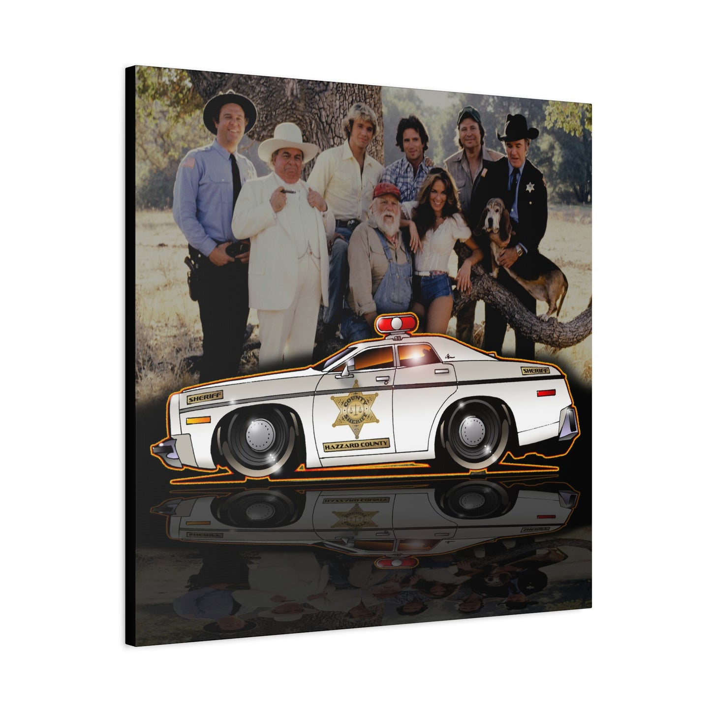 DUKES OF HAZZARD SHERIFF POLICE CAR Collectible Fireball Art Canvas Print