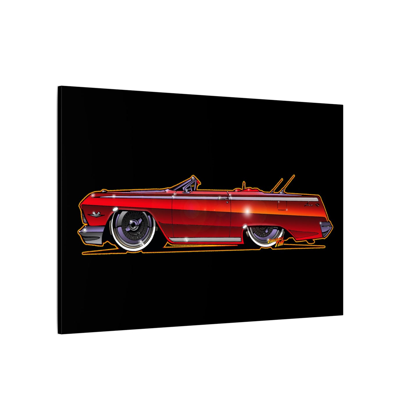 CHEVY IMPALA LOWRIDER Fireball Art Canvas Print