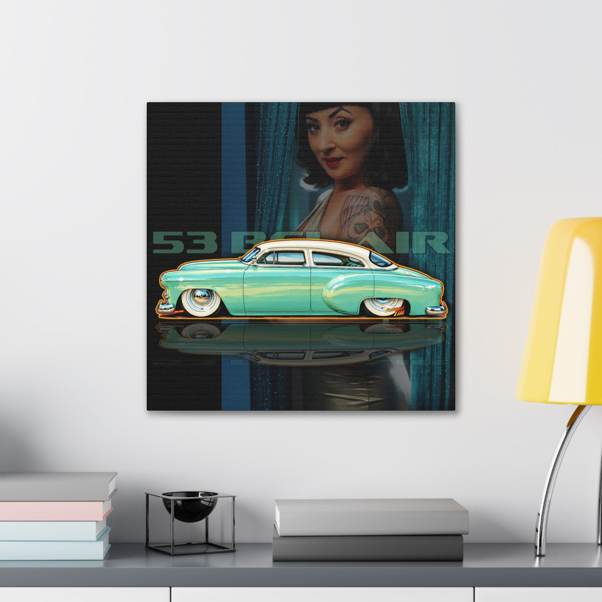 CHEVROLET BEL AIR 1953 Collectible Fireball Art Collectible Fireball Art Canvas Stretched Print