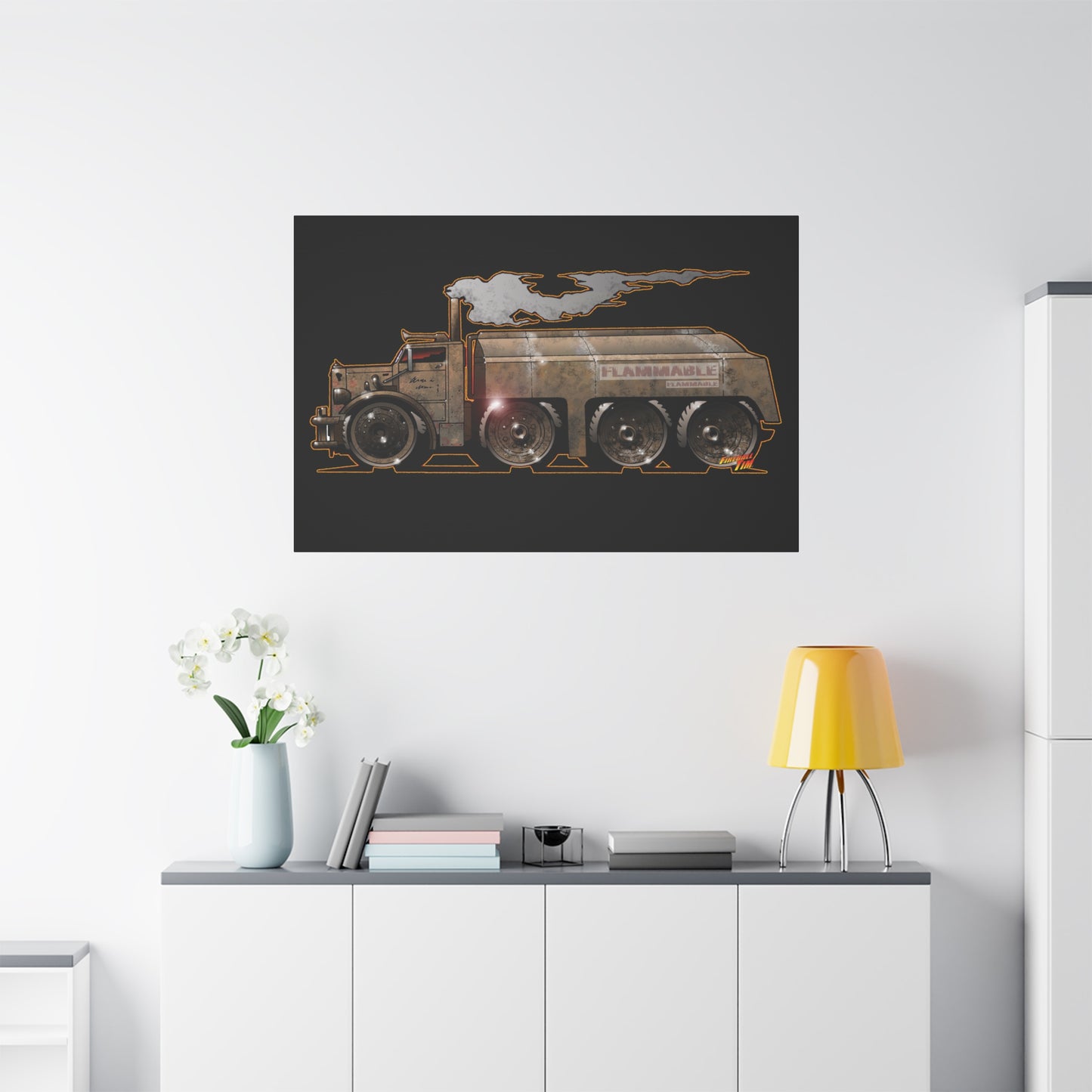 DUEL Killer Movie Truck Fireball Art Canvas Print - Sizes