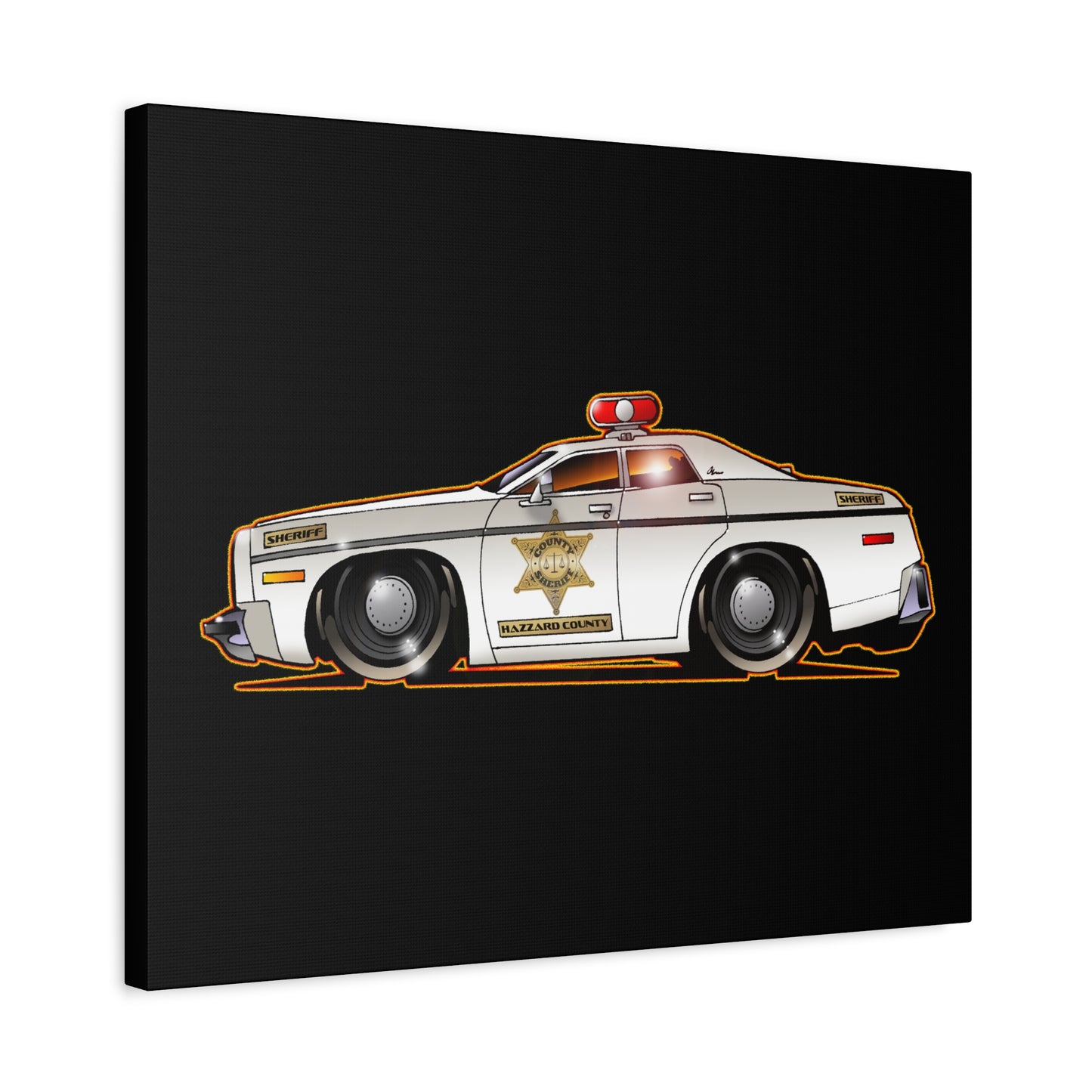DUKES OF HAZZARD SHERIFF POLICE CAR Fireball Art Canvas Print