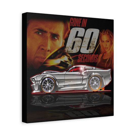GONE IN 60 SECONDS Mustang Shelby GT500 Canvas Art Wall Print - 12x12