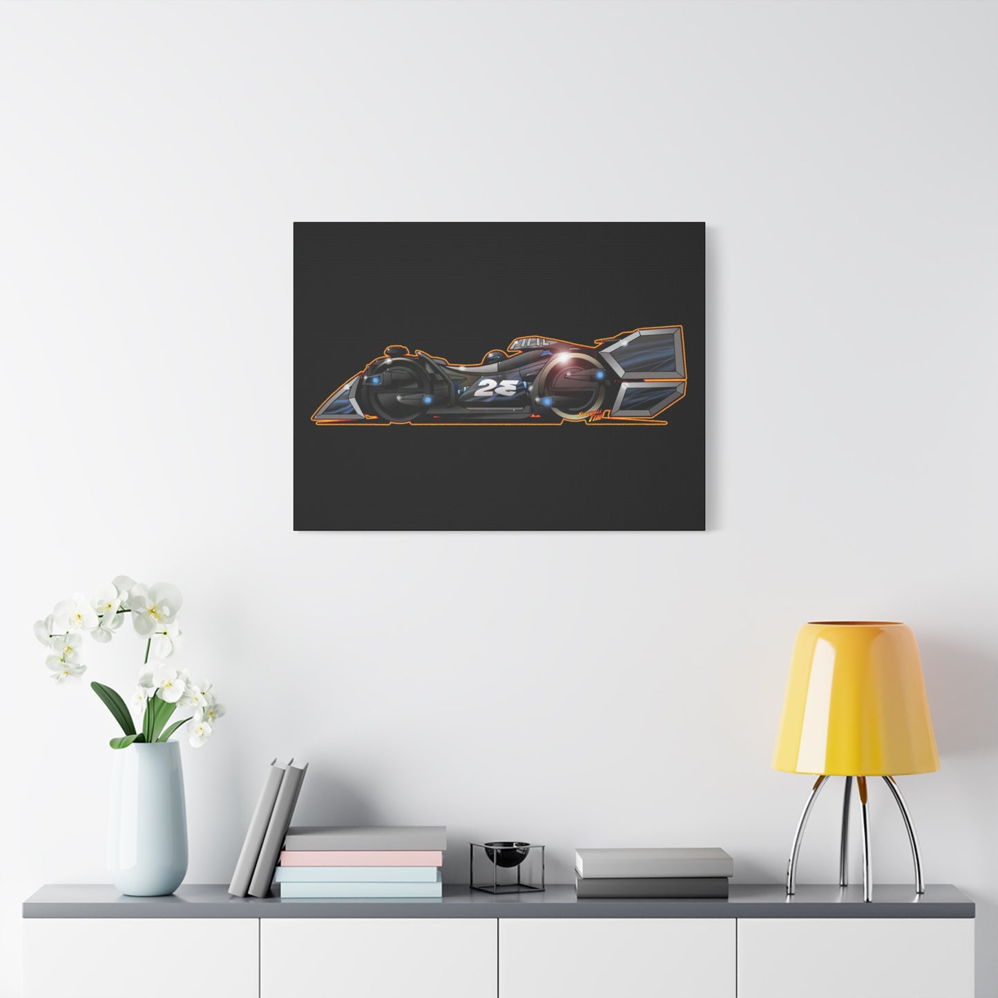 SPEED RACER GRAY GHOST Race Car Fireball Art Canvas Print