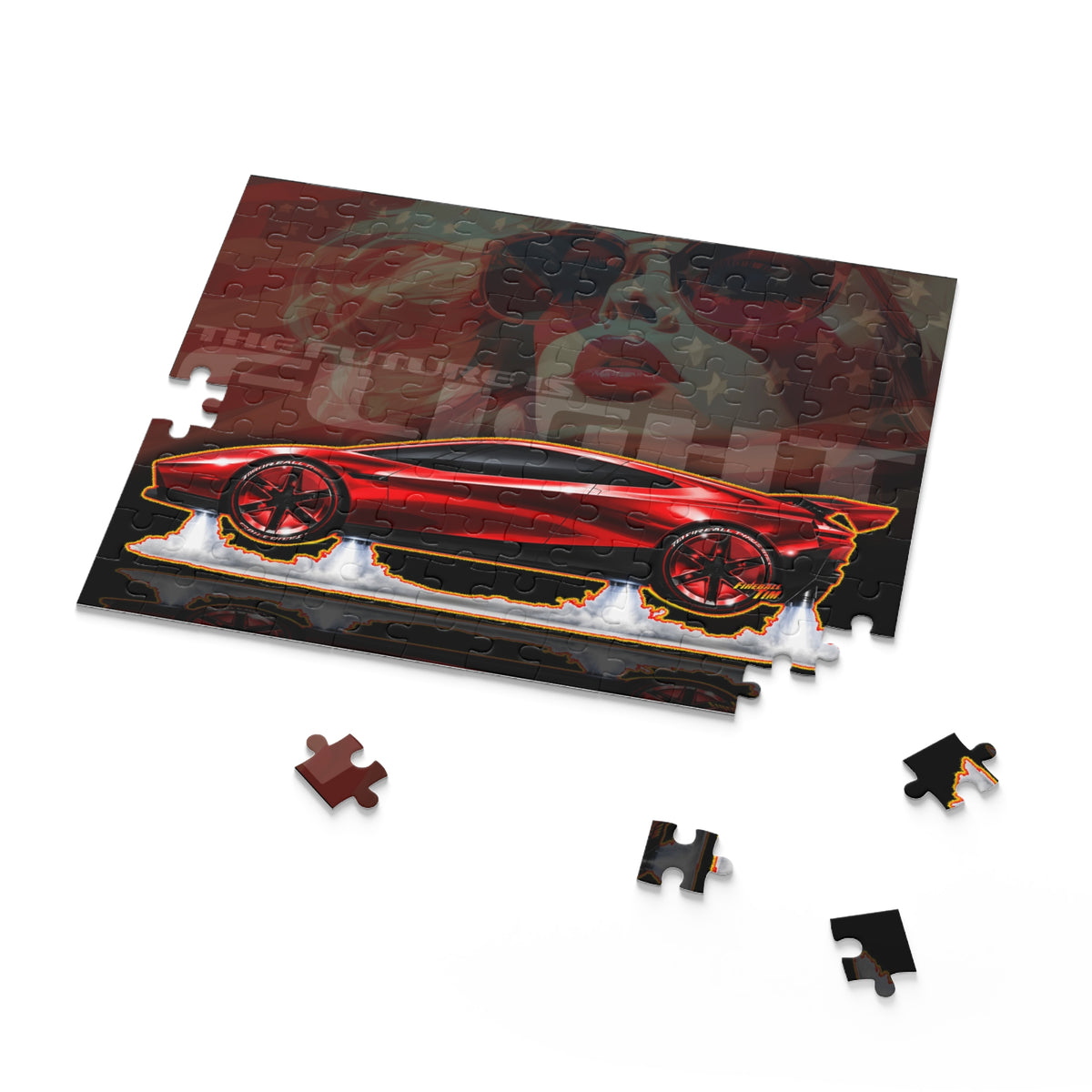 TESLA FLYING ROADSTER Collectible Fireball Art Jigsaw Puzzle — (120/252/500‑Piece)