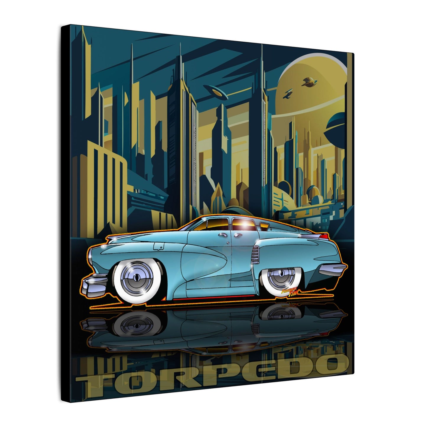 TUCKER TORPEDO 48 Collectible Fireball Art Canvas Print