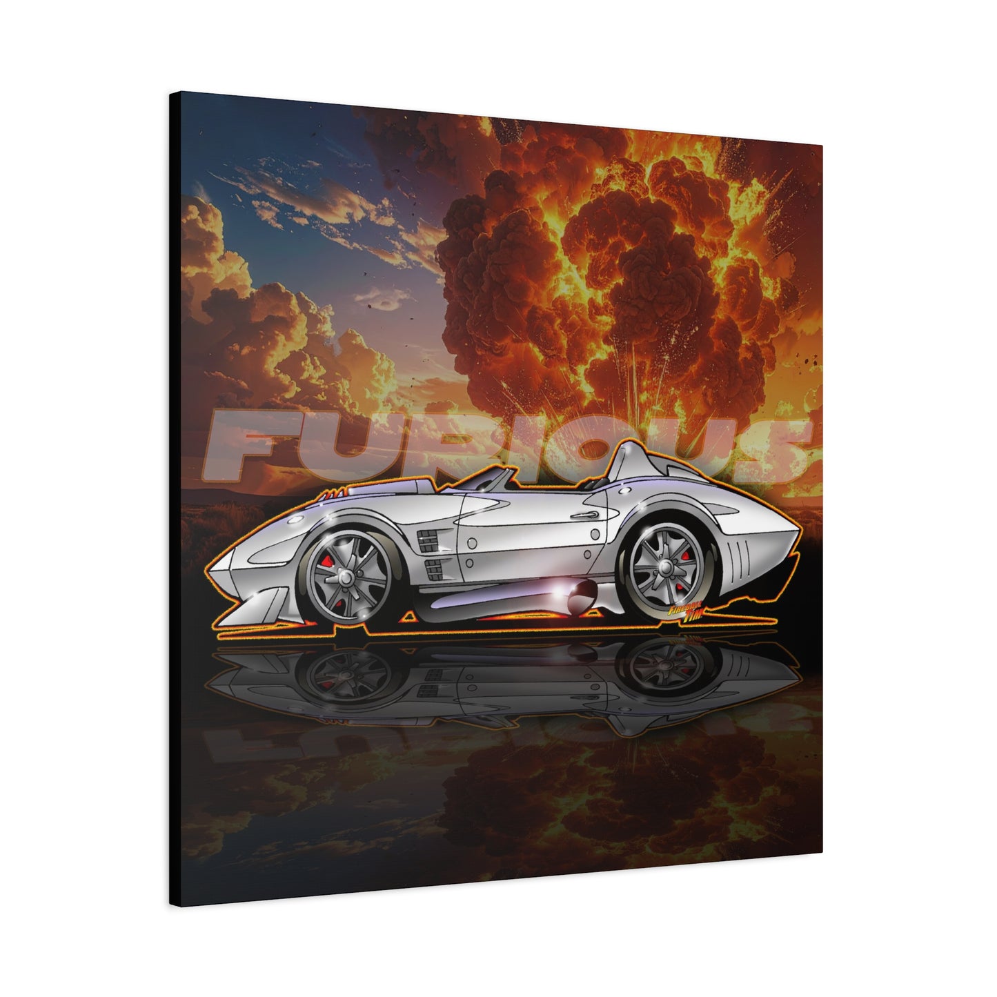FAST AND FURIOUS Grand Sport Stingray Corvette Fireball Art Canvas Print