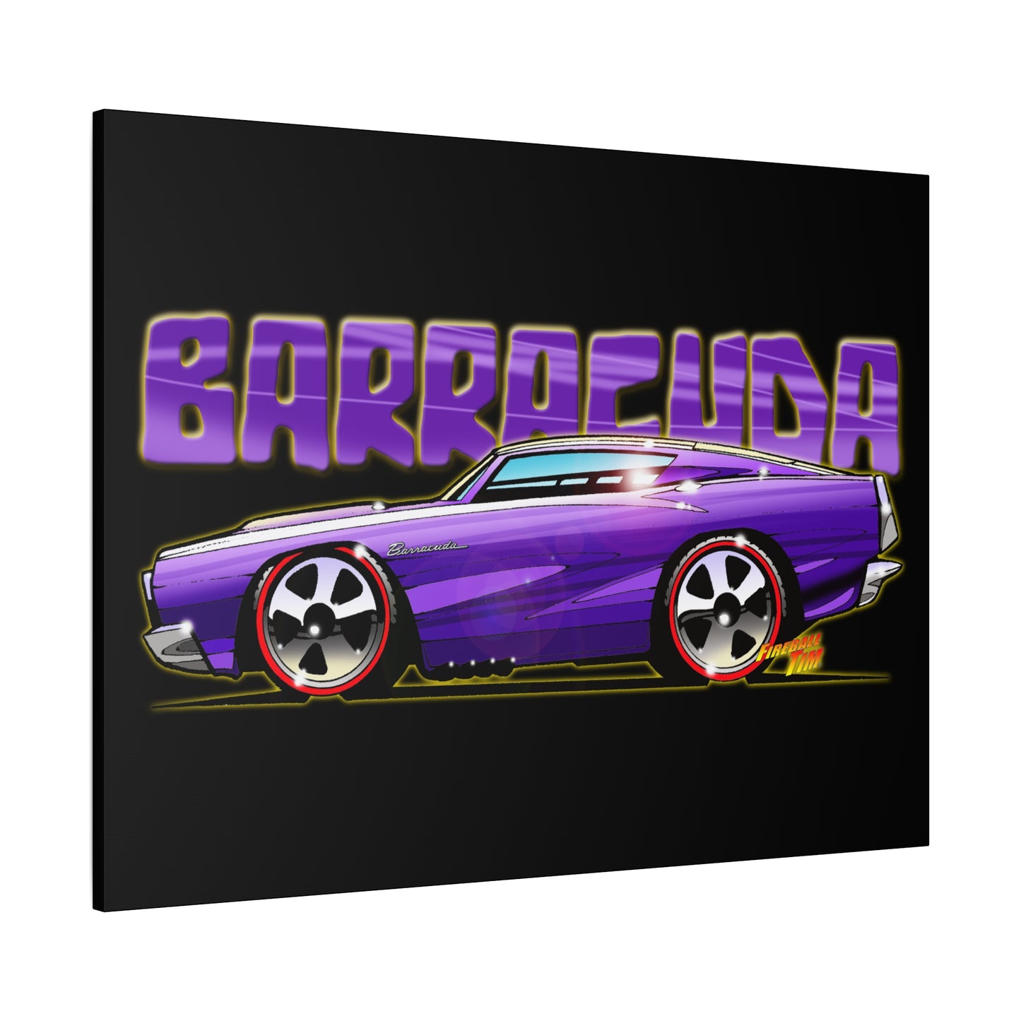 PLYMOUTH BARRACUDA Fireball Art Canvas Wall Print