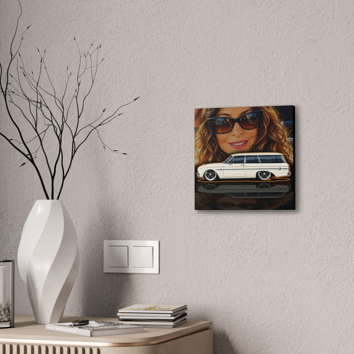 FORD FALCON WAGON Collectible Fireball Art Canvas Stretched Print