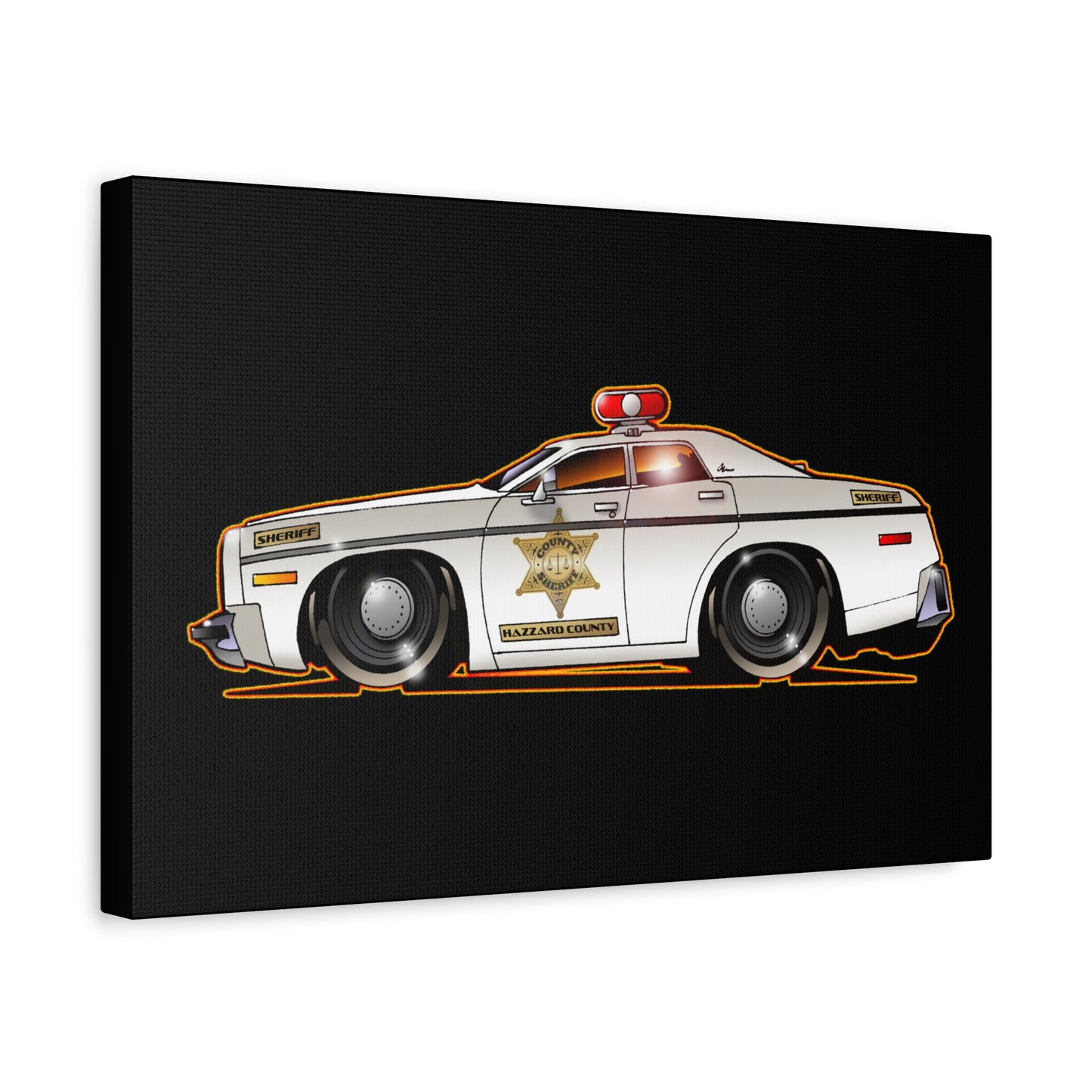 DUKES OF HAZZARD SHERIFF POLICE CAR Fireball Art Canvas Print