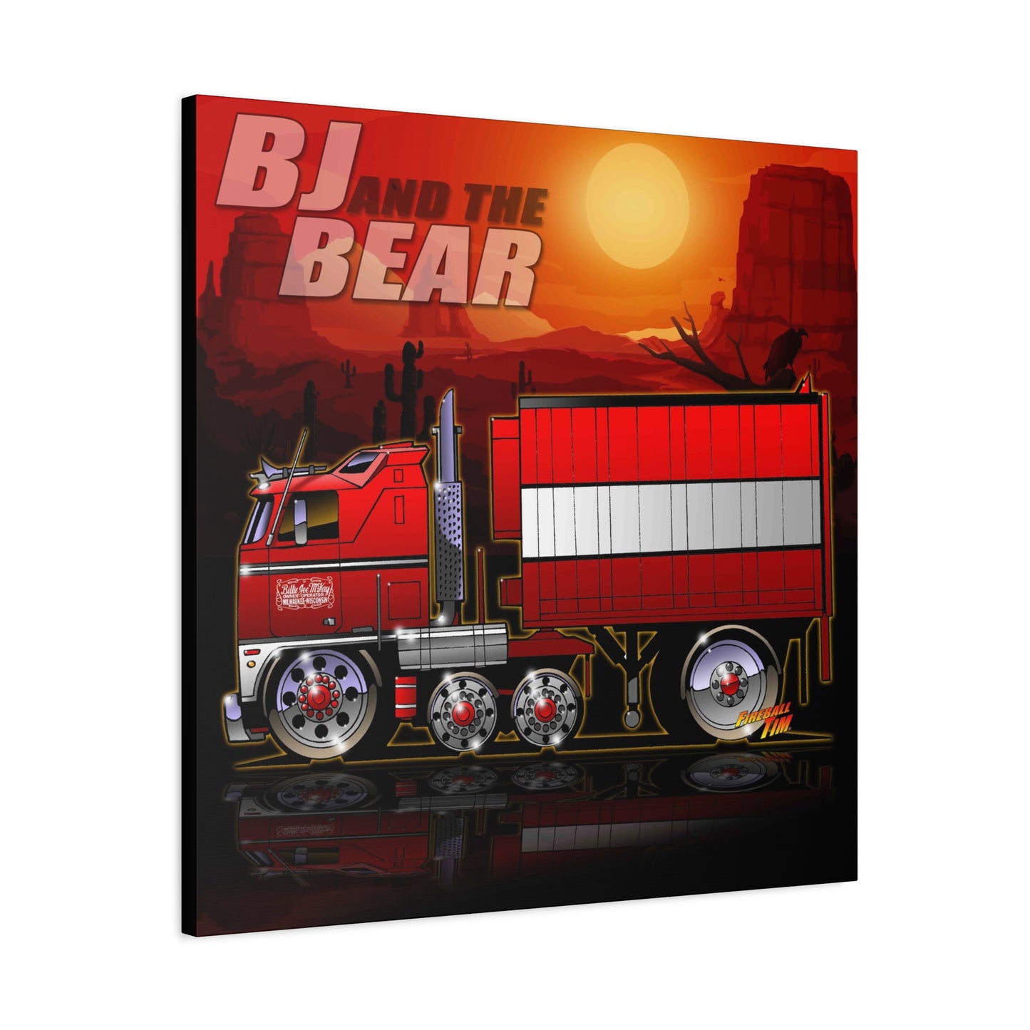 BJ AND THE BEAR TV Show Semi Truck Canvas Art Wall Print - 2 Sizes