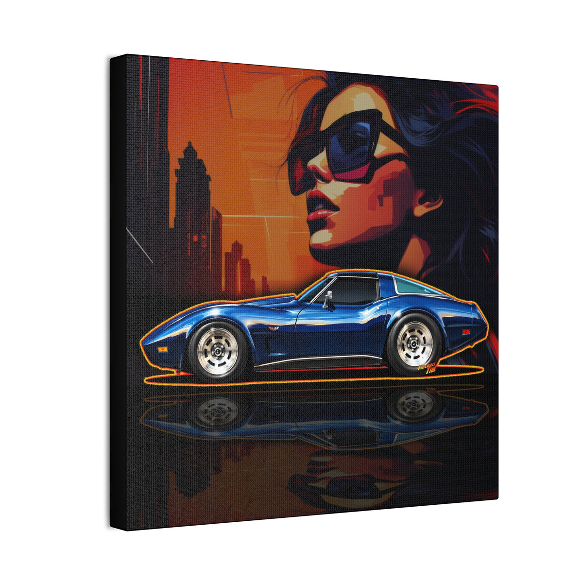 CHEVROLET CORVETTE 1978 Collectible Fireball Art Collectible Canvas Stretched Print