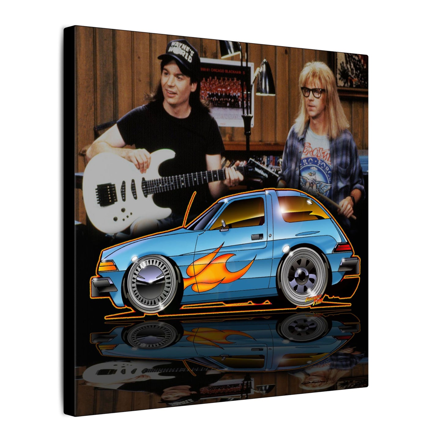 Copy of WAYNE'S WORLD AMC PACER Movie Car Fireball Art Canvas Print - 12x12